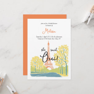 Invitaciones a la ducha de novia de la Torre Eiffe