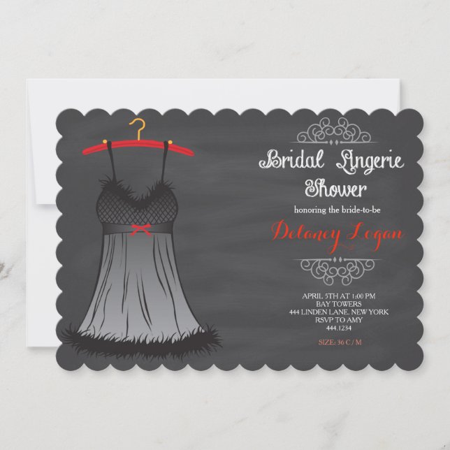 Invitaciones a la ducha de novia de lencería (Anverso)