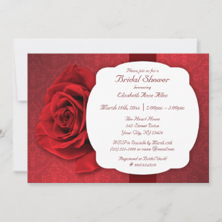 Invitaciones a la ducha de novia de Red Rose Damas