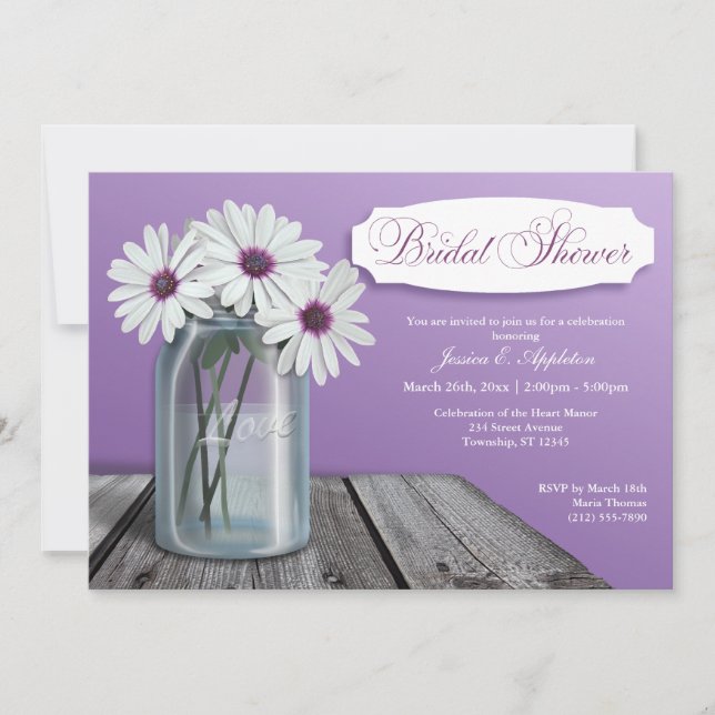Invitaciones a la ducha de novia de White Daisy Ma (Anverso)