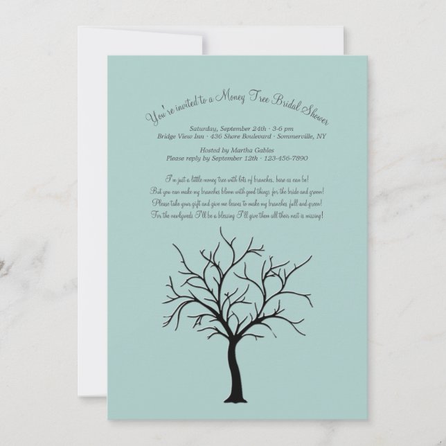 Invitaciones a la ducha de novia del árbol del din (Anverso)