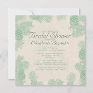 Invitaciones a la ducha de novia del cono de pino