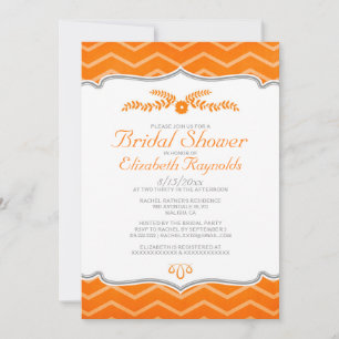 Invitaciones a la ducha de novia del naranja Zigza