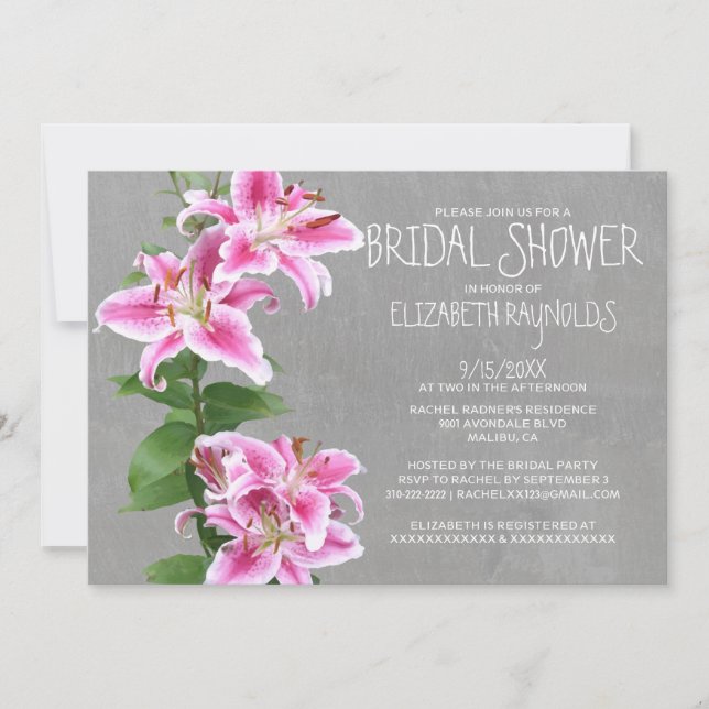 Invitaciones a la ducha de novia del Stargazer Lil (Anverso)