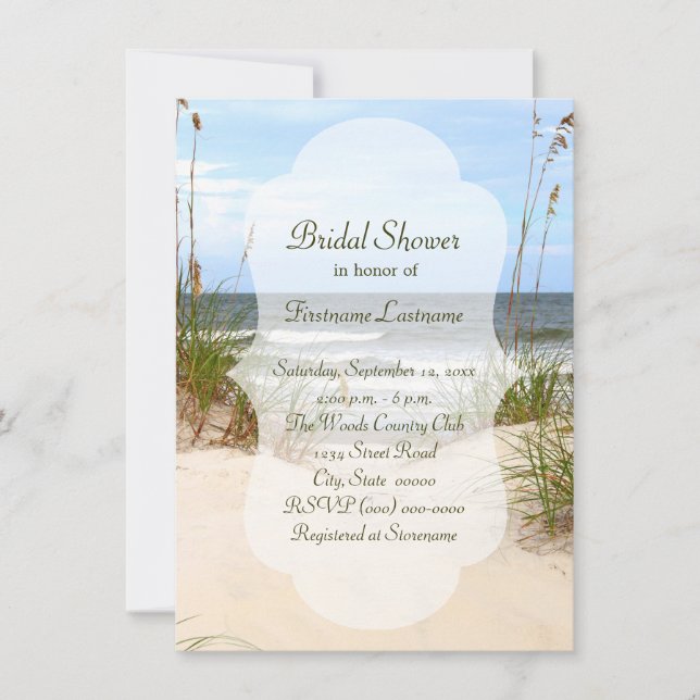 Invitaciones a la ducha de novia en la playa (Anverso)
