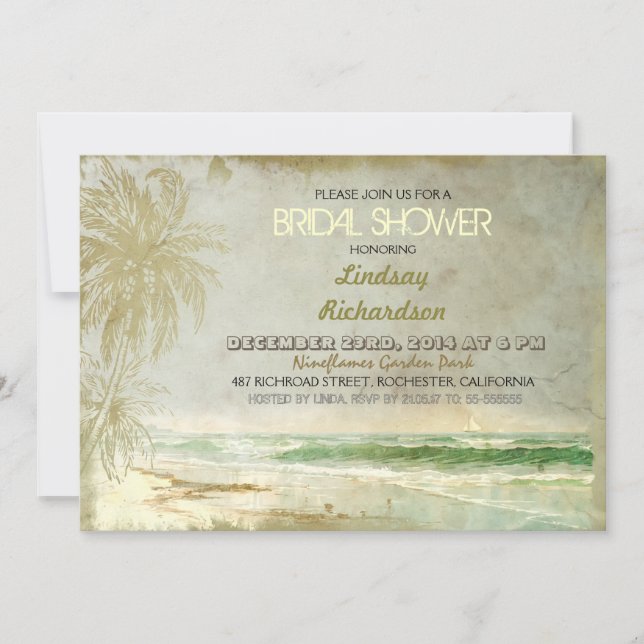 invitaciones a la ducha de novia en la playa (Anverso)