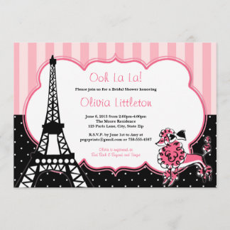 Invitaciones a la ducha de novia en París - rosa y