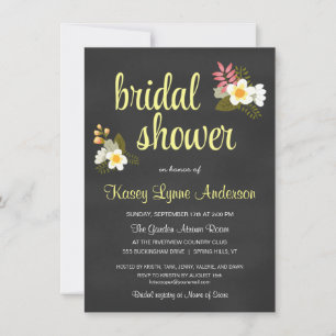 Invitaciones a la ducha de novia floral Chalkboard