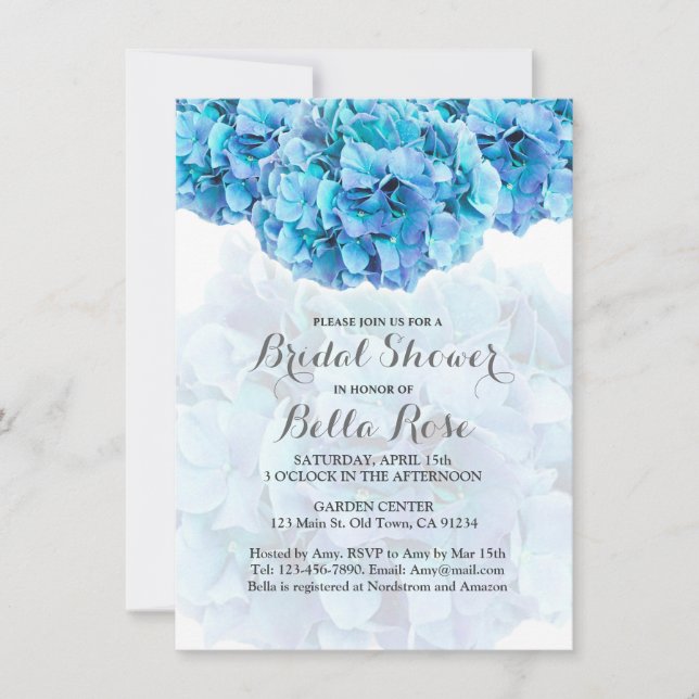 Invitaciones a la ducha de novia floral hidrangea  (Anverso)