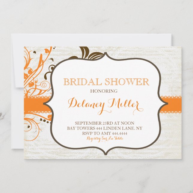 Invitaciones a la ducha de novia floral otoño (Anverso)
