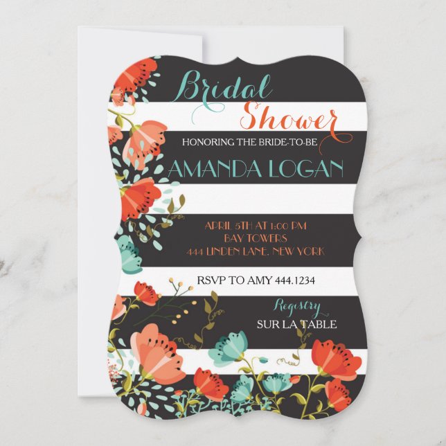 Invitaciones a la ducha de novia floral primaveral (Anverso)