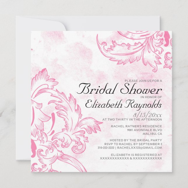 Invitaciones a la ducha de novia florecientes en l (Anverso)