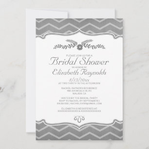 Invitaciones a la ducha de novia Gray Zigzag