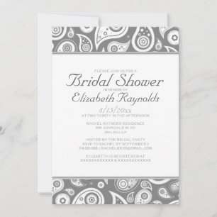 Invitaciones a la ducha de novia Grey Paisley