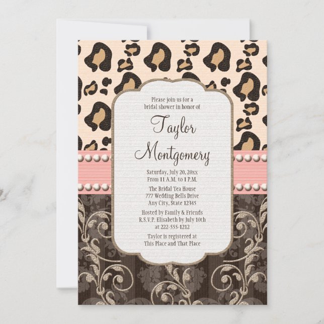 Invitaciones a la ducha de novia impresa en el leo (Anverso)