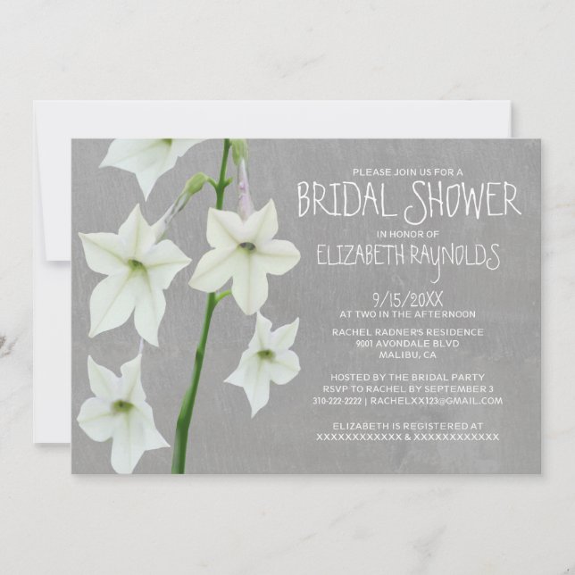 Invitaciones a la ducha de novia Jasmine (Anverso)