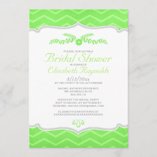 Invitaciones a la ducha de novia Lime Green Zigzag
