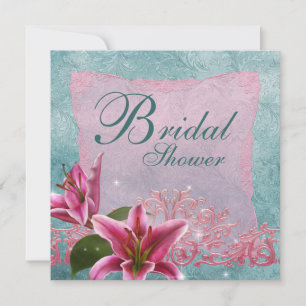 Invitaciones a la ducha de novia lirio azul Verde