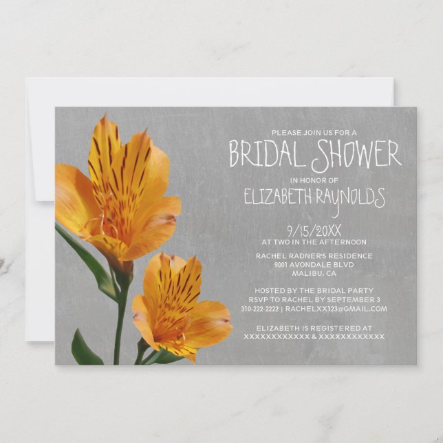 Invitaciones a la ducha de novia lirio peruana (Anverso)