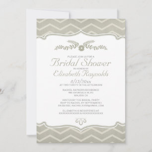 Invitaciones a la ducha de novia marfileña Zigzag