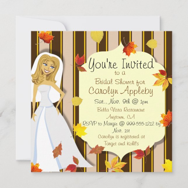 Invitaciones a la ducha de novia Personalizado oto (Anverso)