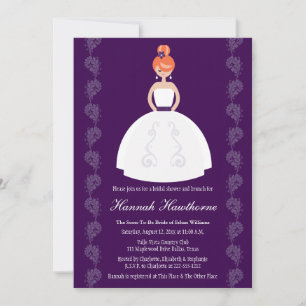 Invitaciones a la ducha de novia Plum Redhead