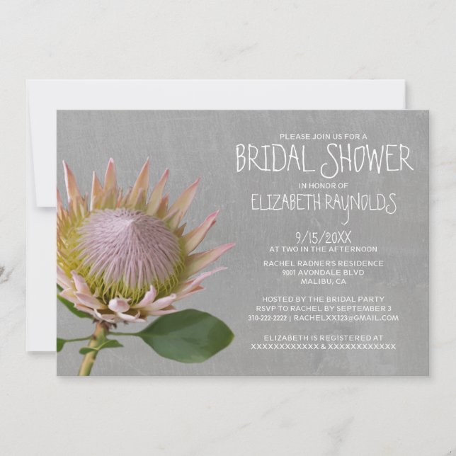 Invitaciones a la ducha de novia Protea (Anverso)