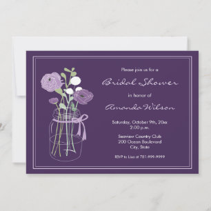 Invitaciones a la ducha de novia Purple Mason Jar