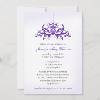 Invitaciones a la ducha de novia púrpura