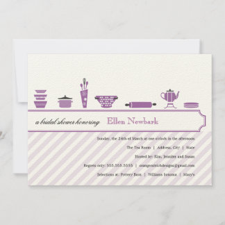 Invitaciones a la ducha de novia púrpura