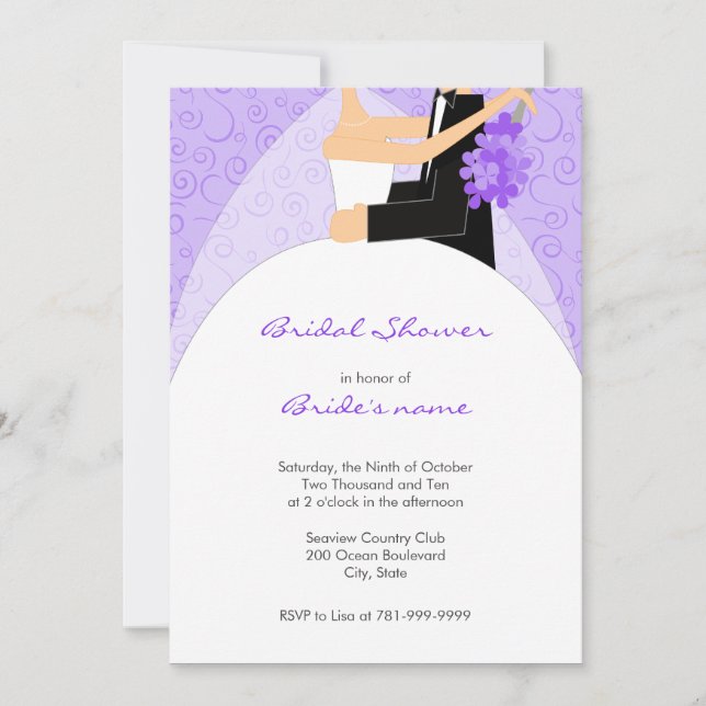 Invitaciones a la ducha de novia púrpura (Anverso)