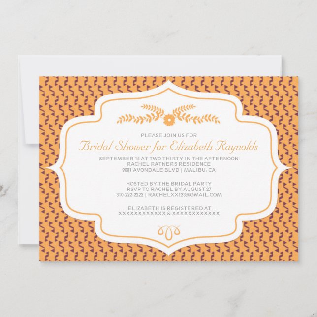 Invitaciones a la ducha de novia retro en otoño (Anverso)