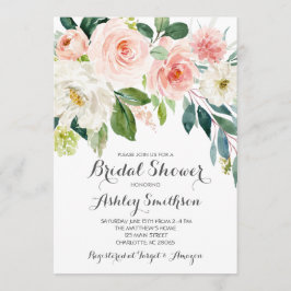 invitaciones a la ducha de novia rosa, flores rosa