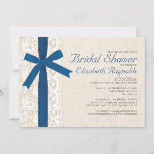 Invitaciones a la ducha de novia Royal Blue Bow &