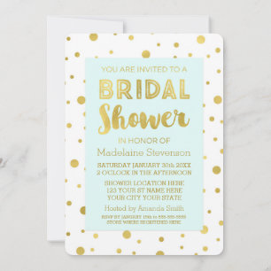 Invitaciones a la ducha de novia Sky Blue Gold Con