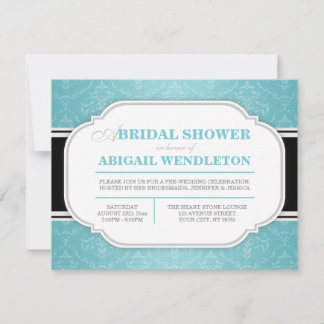 Invitaciones a la ducha de novia turquesa moderna 