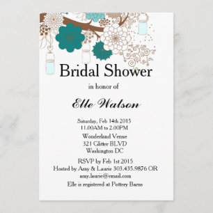 Invitaciones a la ducha de novia Verde azulada Mas