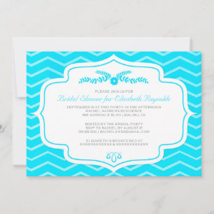 Invitaciones a la ducha de novias Aqua Chevron