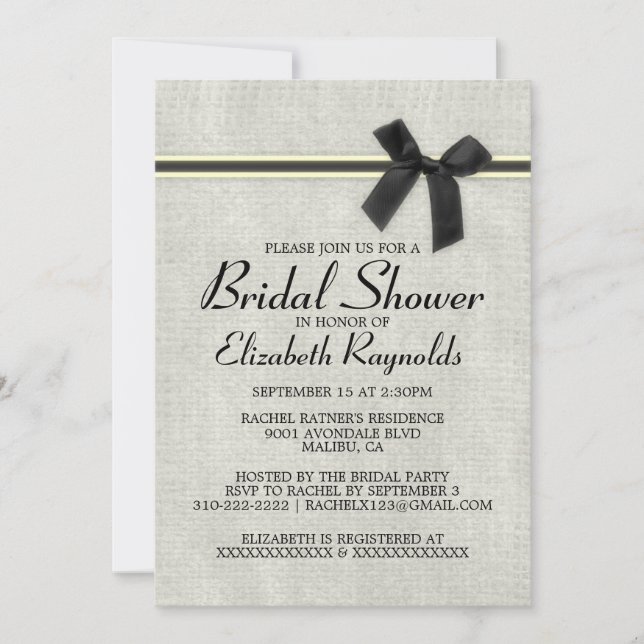 Invitaciones a la ducha de novias Black Gold Rusti (Anverso)