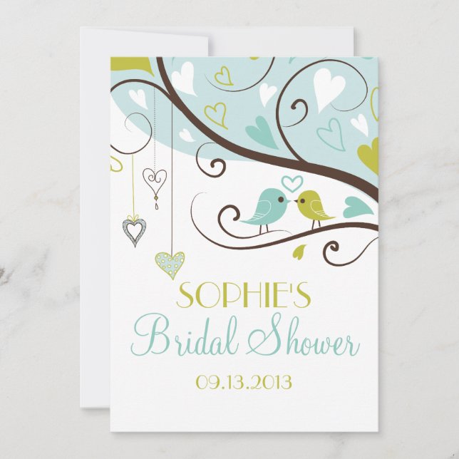Invitaciones a la ducha de novias Blue & Green Lov (Anverso)