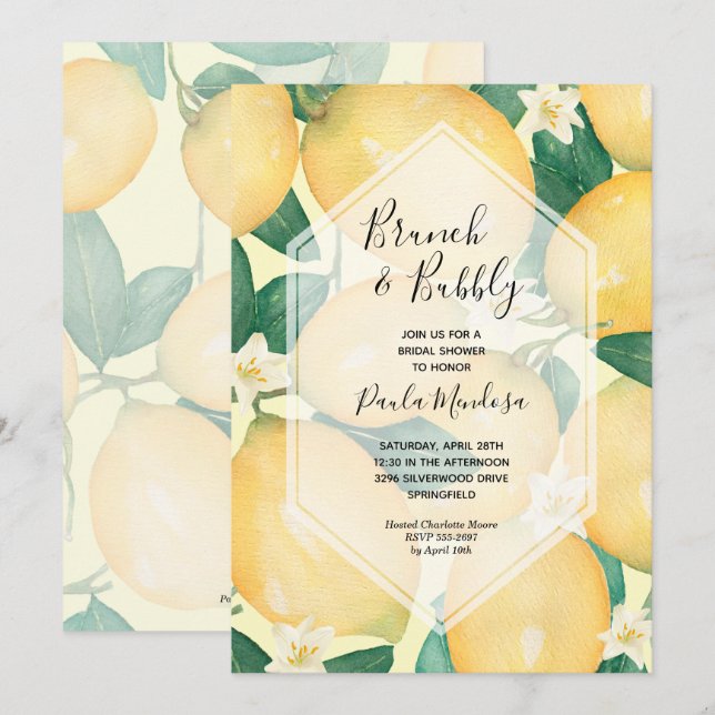 Invitaciones a la ducha de novias Brunch and Bubbl (Anverso / Reverso)