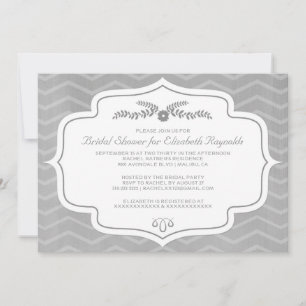 Invitaciones a la ducha de novias Chevron Silver