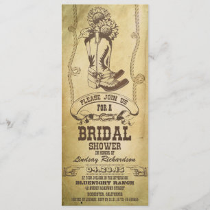 invitaciones a la ducha de novias con botas de vaq