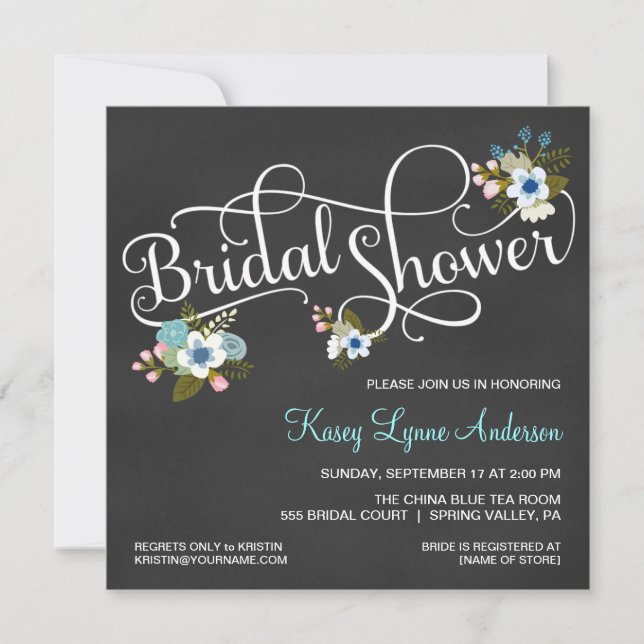 Invitaciones a la ducha de novias con cartón flora (Anverso)