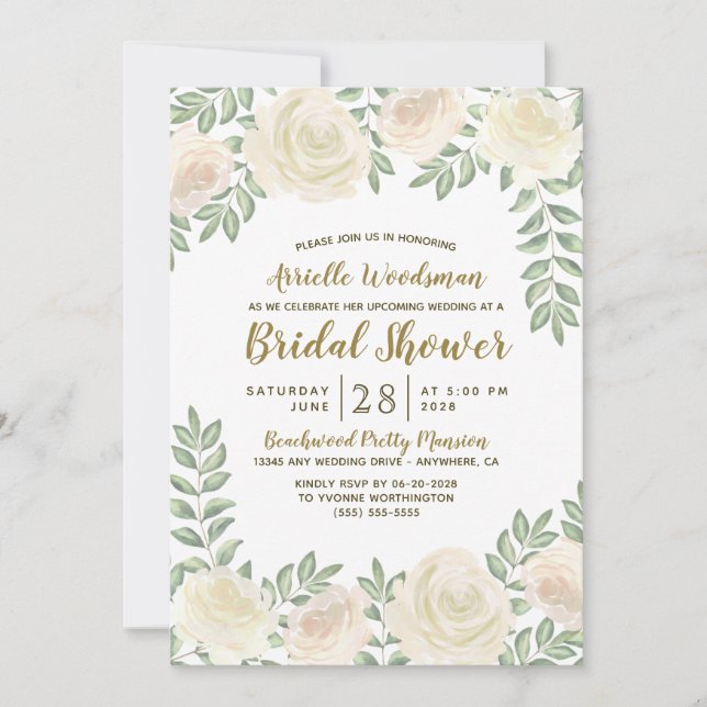 Invitaciones a la ducha de novias con champagne Ru (Anverso)