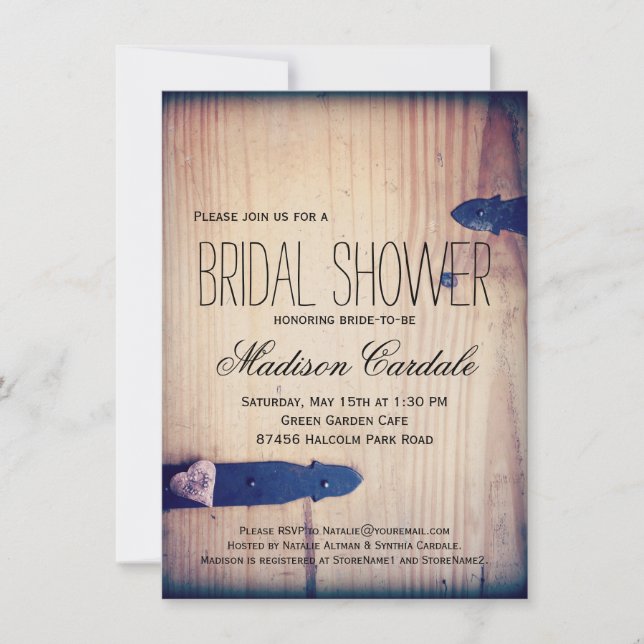Invitaciones a la ducha de novias con cierre de ma (Anverso)