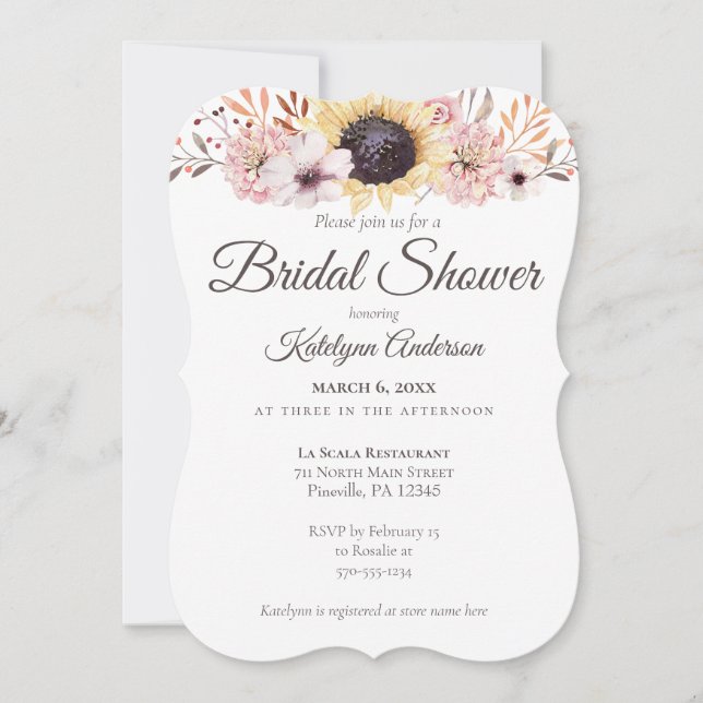 Invitaciones a la ducha de novias con el Bouquet d (Anverso)