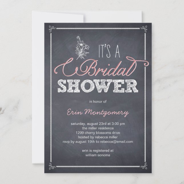 Invitaciones a la ducha de novias con elegancia (Anverso)