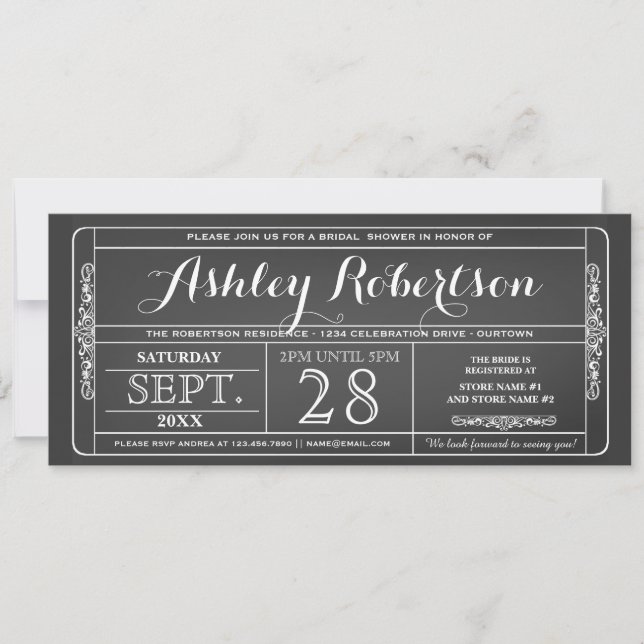 Invitaciones a la ducha de novias con estilo de bo (Anverso)