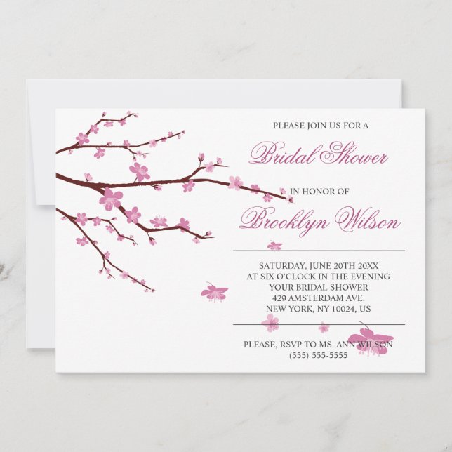 Invitaciones a la ducha de novias con flores de ce (Anverso)